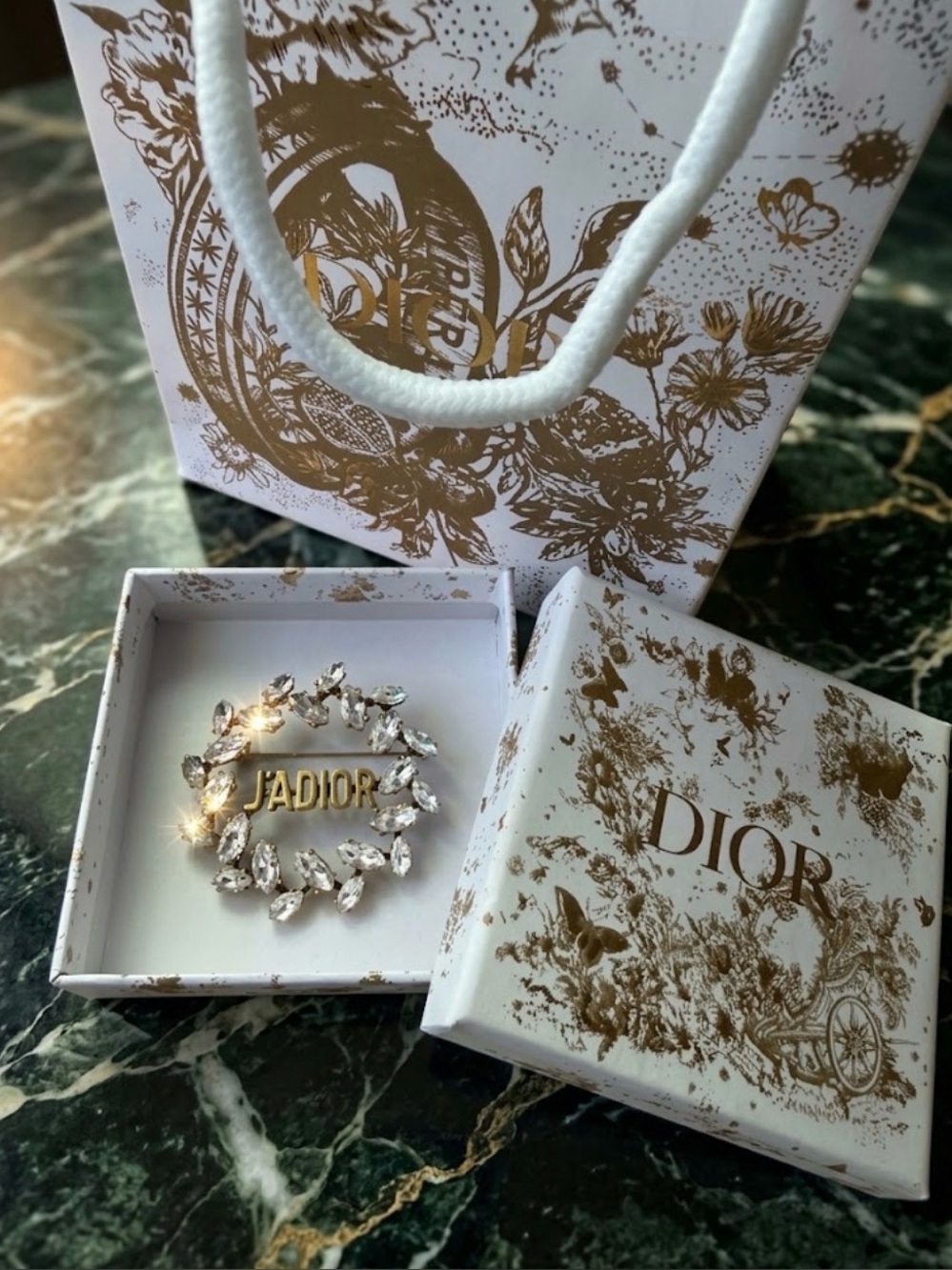Dior J'Adior Laurel Brooch New in Box and Gift bag No Tag